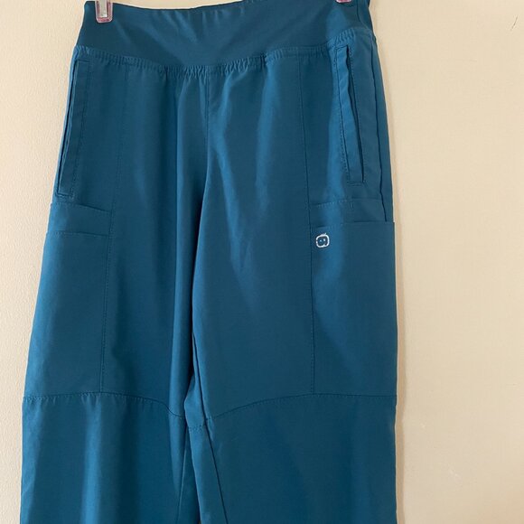 Turquoise scrub top and pants set with pockets XS - Picture 5 of 13